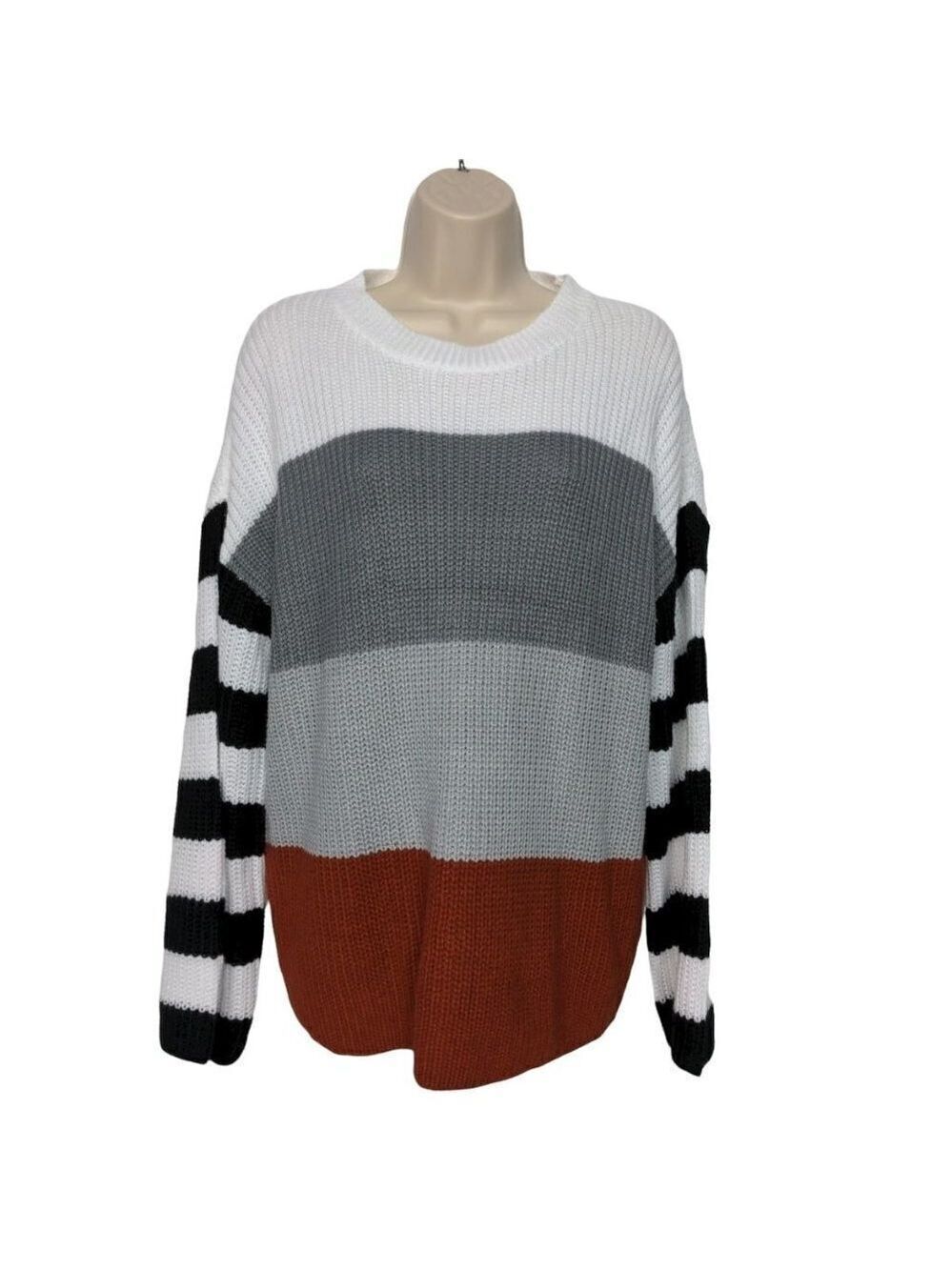 Zesica Women's Striped Pullover Sweater Multicolor Medium